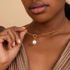 Women's Titanium Steel Geometric Love Necklace With O Word Chain Set With Diamonds And Plated 18K Gold