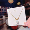 Women's Titanium Steel Geometric Mermaid Pearl Necklace With Electroplating