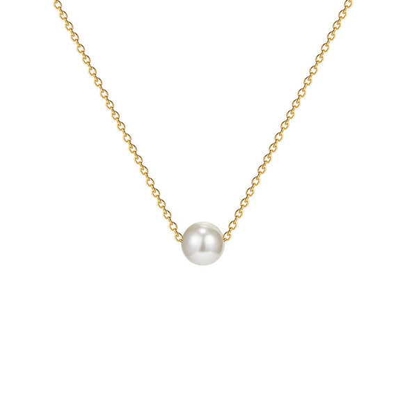 Women's Titanium Steel Geometric Mermaid Pearl Necklace With Electroplating