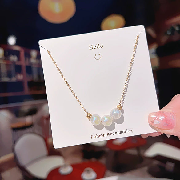 Women's Titanium Steel Geometric Mermaid Pearl Necklace With Electroplating