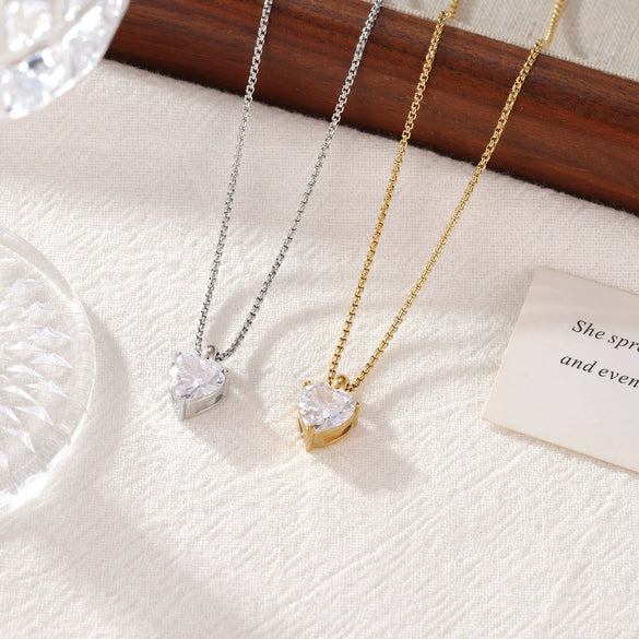 Women's Titanium Steel Geometric Minimalist Love Necklace With Box Chain And Electroplating