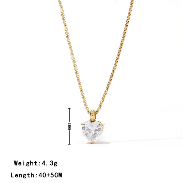 Women's Titanium Steel Geometric Minimalist Love Necklace With Box Chain And Electroplating