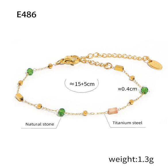 Women's Titanium Steel Geometric Natural Stone Gold Inlaid Clavicle Necklace