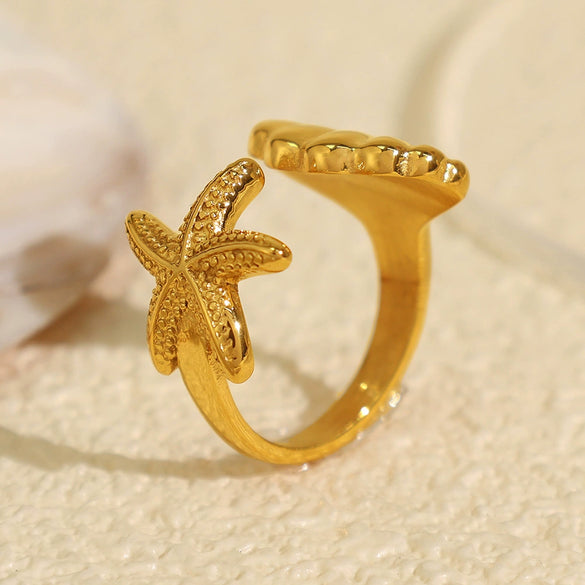 Women's 316L Stainless Steel Geometric Open Ring Fashion Jewelry Electroplated