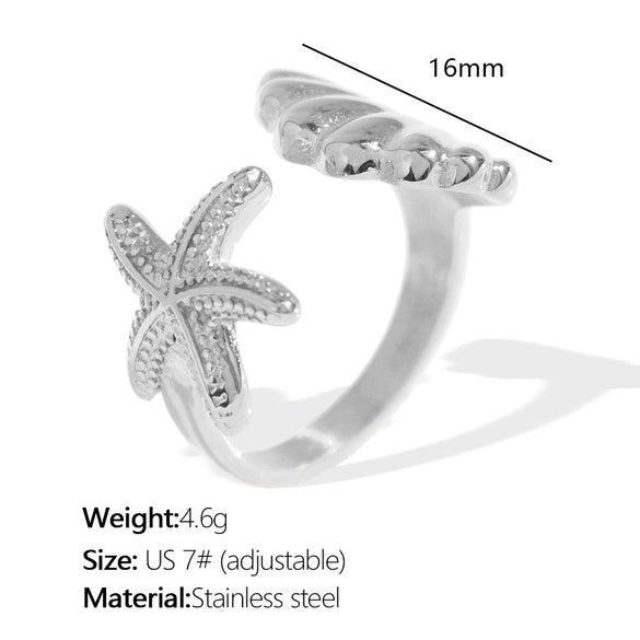 Women's 316L Stainless Steel Geometric Open Ring Fashion Jewelry Electroplated