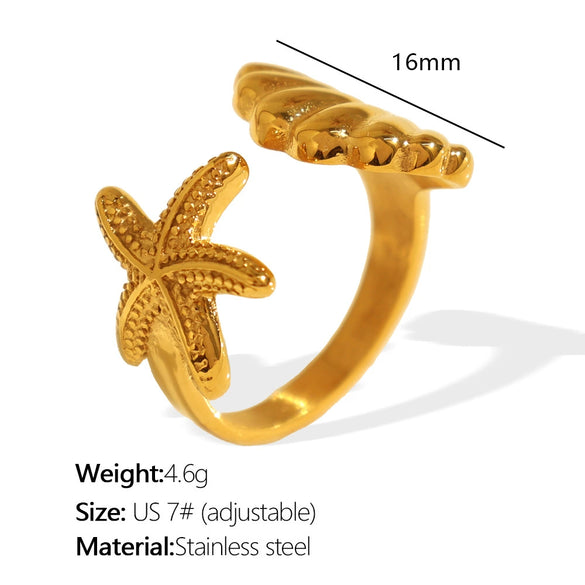 Women's 316L Stainless Steel Geometric Open Ring Fashion Jewelry Electroplated