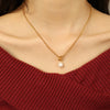 Women's 316L Stainless Steel Geometric Otter Buckle Pearl Pendant Necklace With Electroplating