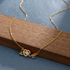 Women's Titanium Steel Geometric Pattern Light Luxury Love Pendant Necklace With Diamond Design And Cross Chain