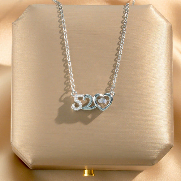 Women's Titanium Steel Geometric Pattern Light Luxury Love Pendant Necklace With Diamond Design And Cross Chain