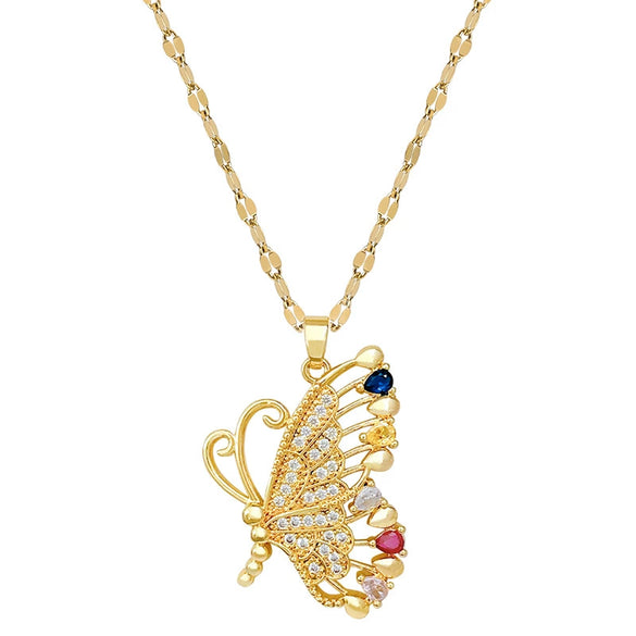 Women's Titanium Steel Geometric Pendant Necklace With Copper Pendant And Electroplating Process