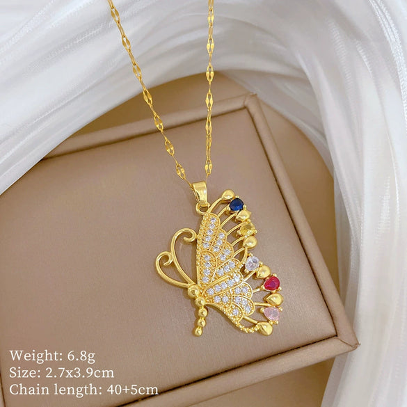 Women's Titanium Steel Geometric Pendant Necklace With Copper Pendant And Electroplating Process