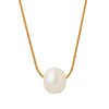 Women's Titanium Steel Geometric Pendant Necklace With Freshwater Pearl And Electroplated Finish Simple Natural Style