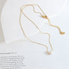 Women's Titanium Steel Geometric Pendant Necklace With Freshwater Pearl And Electroplated Finish Simple Natural Style