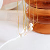 Women's Titanium Steel Geometric Pendant Necklace With Freshwater Pearl And Electroplated Finish Simple Natural Style