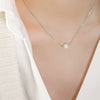 Women's Titanium Steel Geometric Pendant Necklace With Freshwater Pearl And Electroplated Finish Simple Natural Style