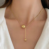 Women's Stainless Steel Geometric Pendant Necklace With Snake Bone Chain Electroplated Fashion Collarbone Jewelry