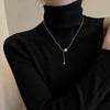 Women's Stainless Steel Geometric Pendant Necklace With Snake Bone Chain Electroplated Fashion Collarbone Jewelry