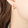 Women's 316L Stainless Steel Geometric Plain Ring Earrings Gold Plated Inlaid Zircon Electroplated