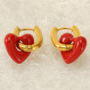 Women's Titanium Steel Geometric Red Love Earrings With Electroplating