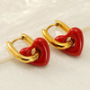 Women's Titanium Steel Geometric Red Love Earrings With Electroplating