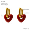 Women's Titanium Steel Geometric Red Love Earrings With Electroplating