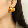 Women's 316L Stainless Steel Geometric Retro Metal Ball Eggshell Earrings With Electroplating