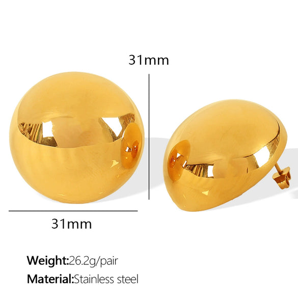 Women's 316L Stainless Steel Geometric Retro Metal Ball Eggshell Earrings With Electroplating