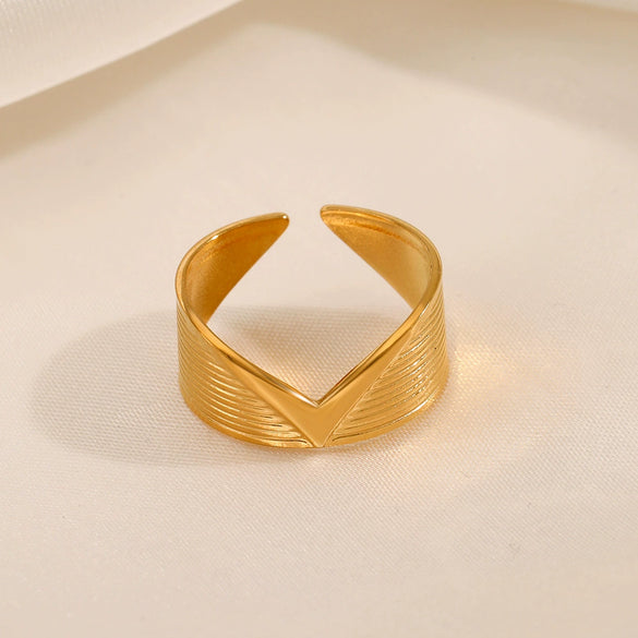 Women's Titanium Steel Geometric Retro Style 18K Gold Plated Opening Adjustable Ring