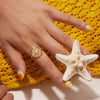 Women's Titanium Steel Geometric Ring With Oil Dropping Shattered Shellfish Design And Electroplating
