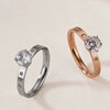 Women's Titanium Steel Geometric Ring With Six Claw Zircon Setting Electroplated Fashion Band