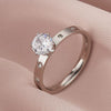 Women's Titanium Steel Geometric Ring With Six Claw Zircon Setting Electroplated Fashion Band