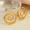 Women's 316L Stainless Steel Geometric Rotating Ring Earrings Electroplated With 18K Gold In Heavy Metal Style