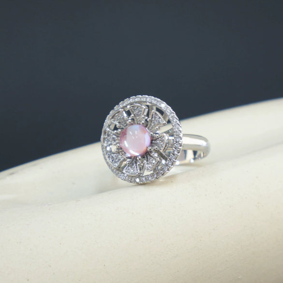 Women's Titanium Steel Geometric Rotating Zircon Ring Real Gold Plated Enhanced Color Retention Simple Style