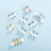 Women's Titanium Steel Geometric Shell Pearl Earrings With Electroplated Fashion Minimalist Design