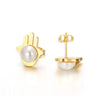 Women's Titanium Steel Geometric Shell Pearl Earrings With Electroplated Fashion Minimalist Design