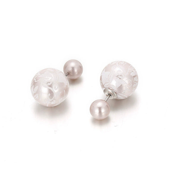 Women's Titanium Steel Geometric Shell Pearl Earrings With Electroplated Fashion Minimalist Design