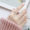 Women's Stainless Steel Geometric Six Claw Single Stone Ring Rose Gold Fine Fashion Finger Ring