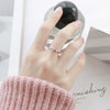Women's Stainless Steel Geometric Six Claw Single Stone Ring Rose Gold Fine Fashion Finger Ring