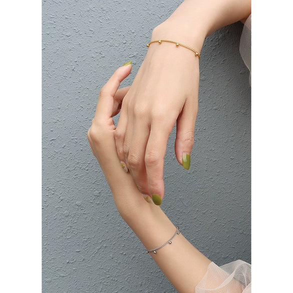 Women's 316L Stainless Steel Geometric Solid Small Steel Ball And Beads Bracelet With 18K Gold Electroplating