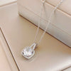 Women's Titanium Steel Geometric Square Necklace Set With Diamonds Mixed Gemstone Setting