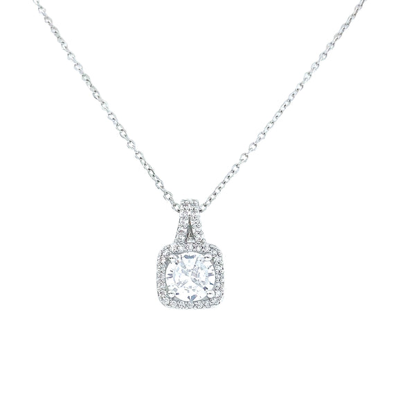 Women's Titanium Steel Geometric Square Necklace Set With Diamonds Mixed Gemstone Setting