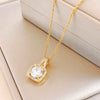 Women's Titanium Steel Geometric Square Necklace Set With Diamonds Mixed Gemstone Setting