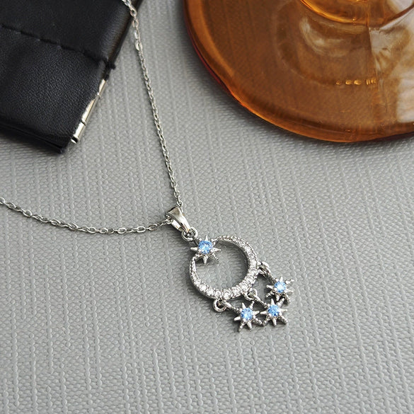 Women's Titanium Steel Geometric Star Dreamcatcher Necklace With Electroplating O Word Chain