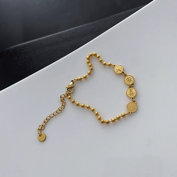 Women's Titanium Steel Geometric Style Simple Lucky Bracelet With Electroplating