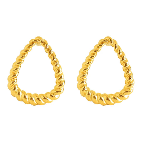 Women's 316L Stainless Steel Geometric Triangular Striped Electroplated Earrings