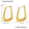Women's Titanium Steel Geometric U Shaped Hollow Earrings With Pvd 18K Gold Electroplating