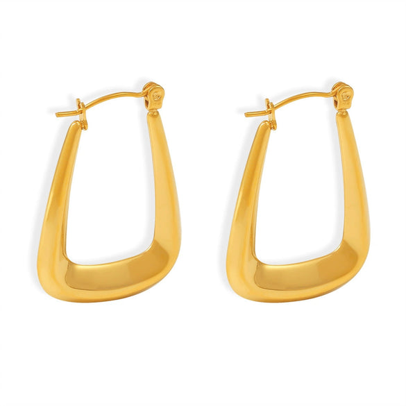 Women's Titanium Steel Geometric U Shaped Hollow Earrings With Pvd 18K Gold Electroplating