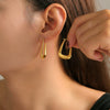 Women's Titanium Steel Geometric U Shaped Hollow Earrings With Pvd 18K Gold Electroplating
