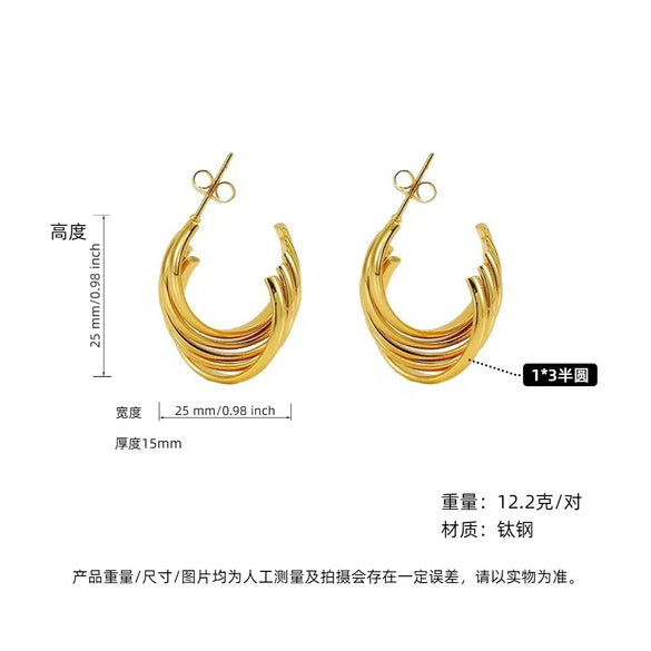 Women's Titanium Steel Geometric Ushaped Electroplated Earrings