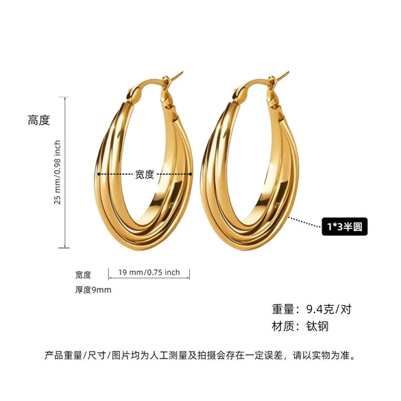 Women's Titanium Steel Geometric Ushaped Electroplated Earrings